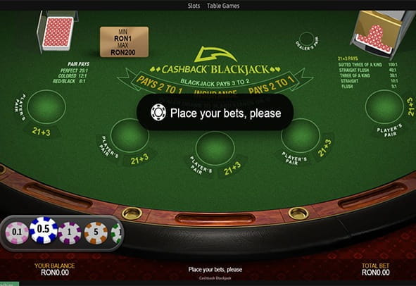 Cashback Blackjack ?n variant? demo