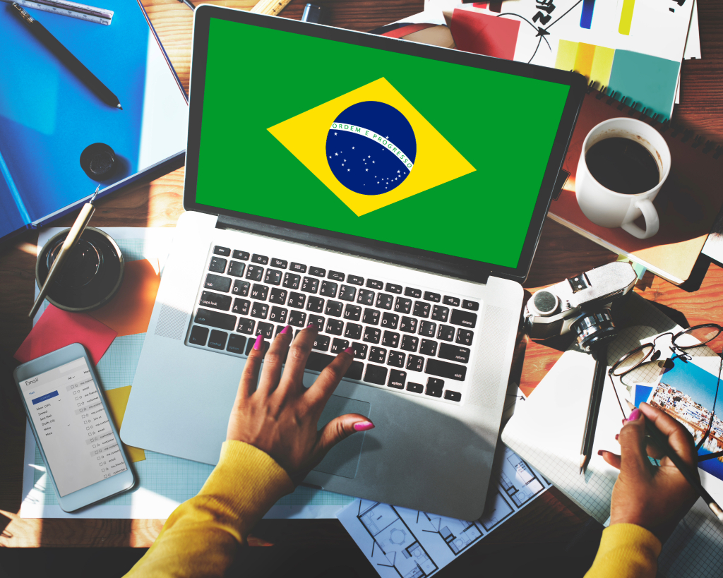 Brazilian Flag on a Laptop